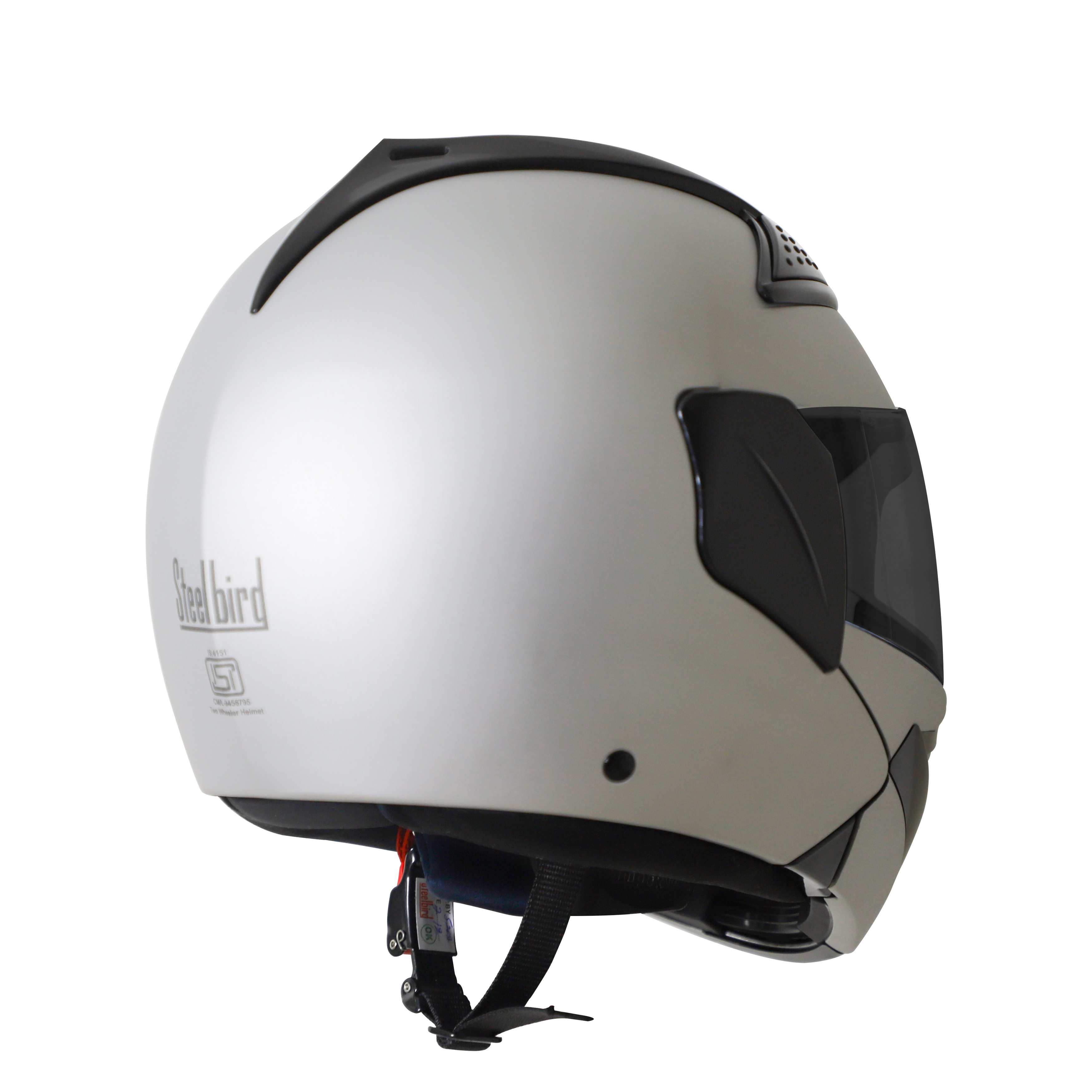 Steelbird SB-34 ISI Certified Flip-Up Helmet For Men And Women (Glossy Silver With Smoke Visor)
